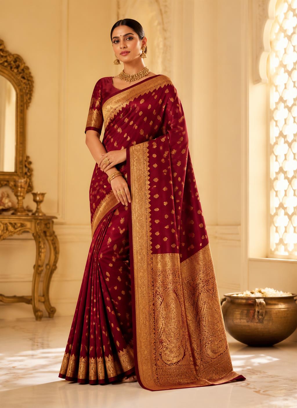 Kerala Kasavu saree drape